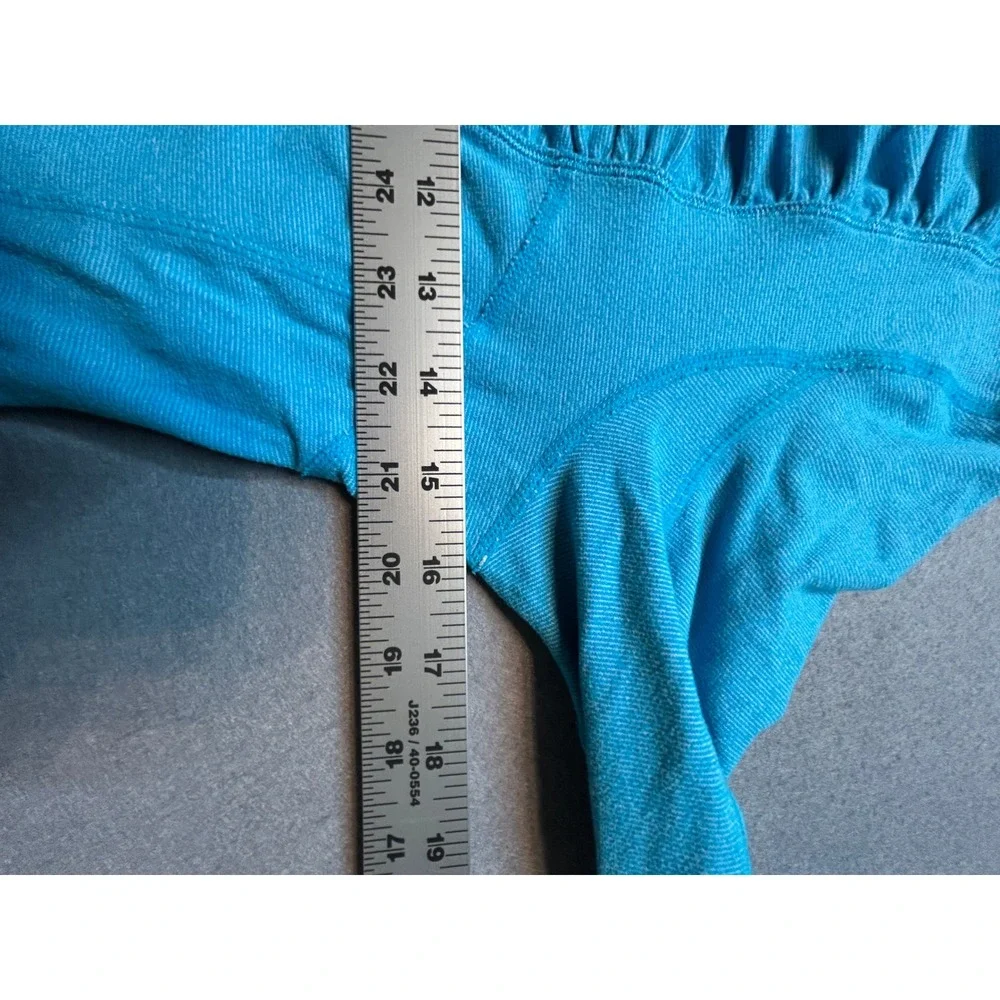 Lululemon Turquoise Blue Ruched Half Zip Hoodie Long Sleeve Thumbholes Size 6-53
